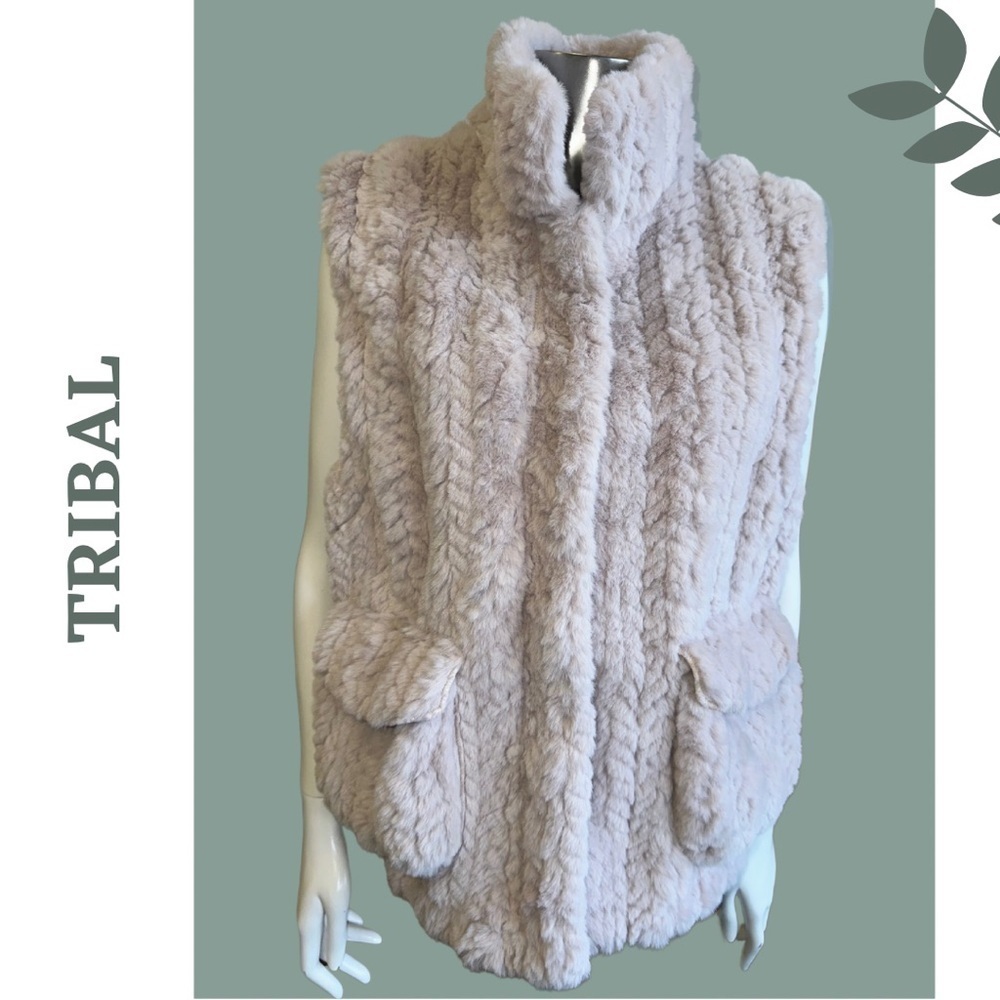 Tribal Faux Fur Vest Large Pink Plush Layering Jacket - Picture 6 of 13